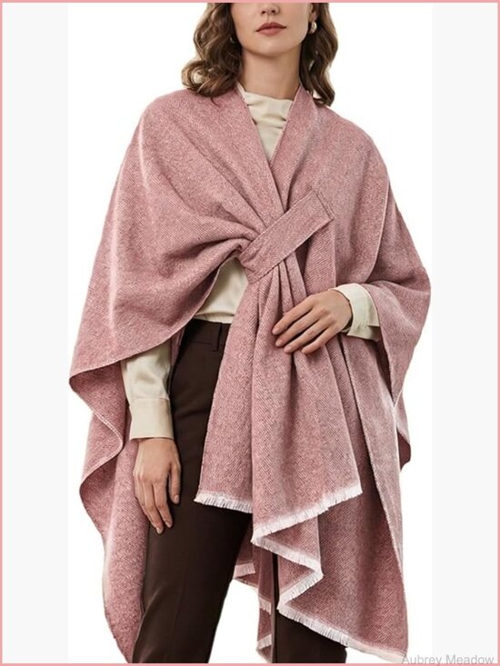 Women Poncho Wrap Ruana Cape Open Front Duster Cardigan Sweater